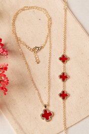 Heliophilia Silver Conjunto de collar y pulsera de metal dorado CSET9832